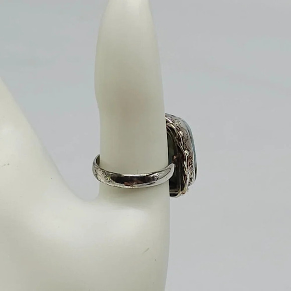 Sterling Silver Blue Larimar Ring Vintage Size 8.5 Needs Polish - Picture 4 of 9